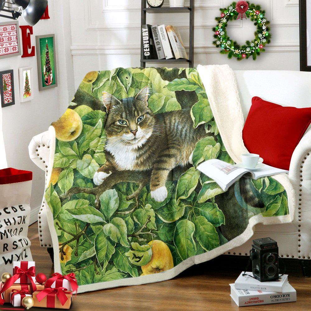 Cat Sherpa Fleece Blanket