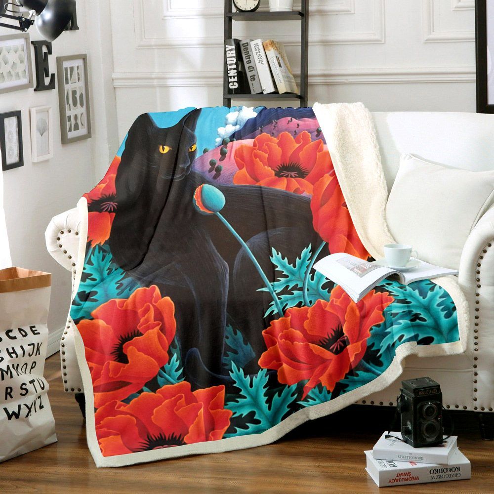 Cat Sherpa Fleece Blanket