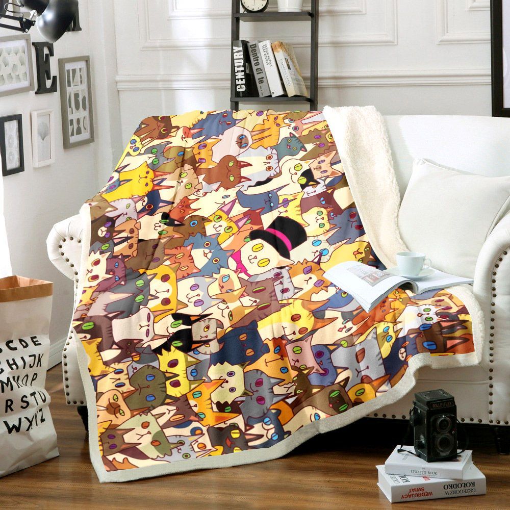 Cat Sherpa Fleece Blanket