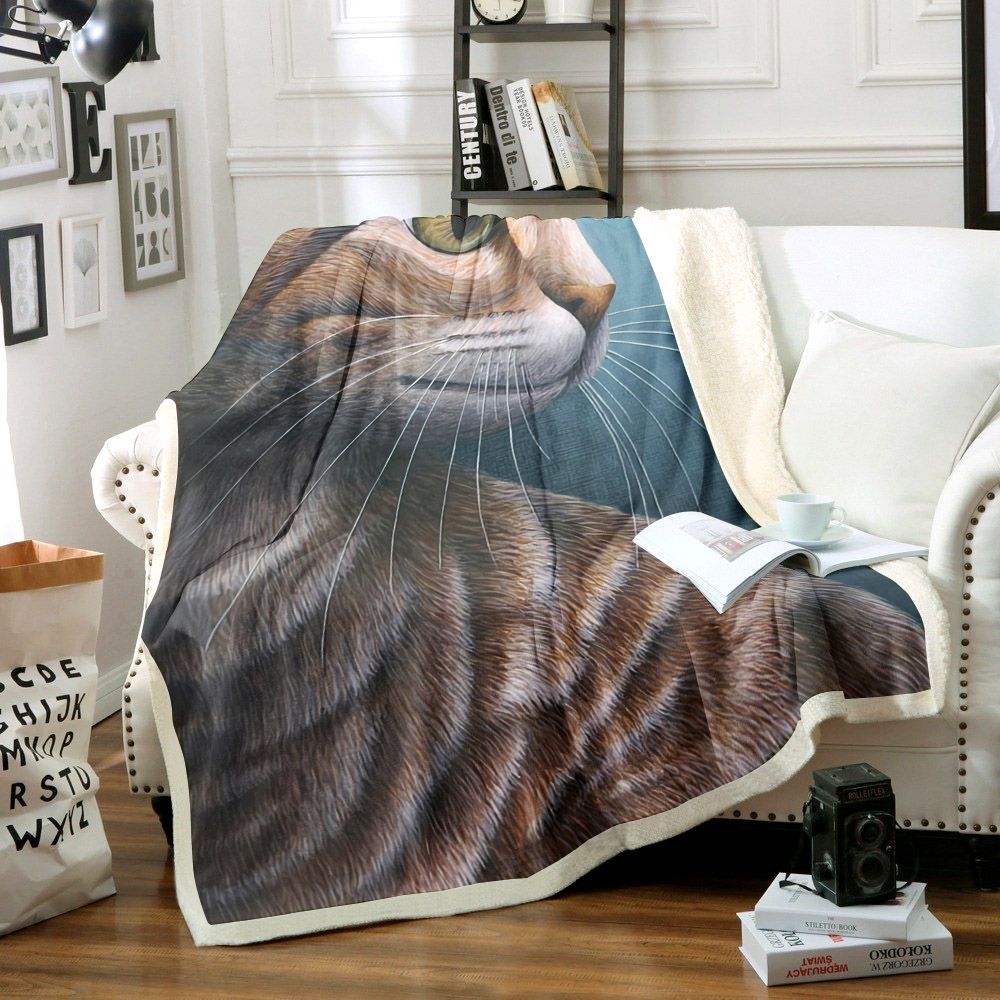 Cat Sherpa Fleece Blanket