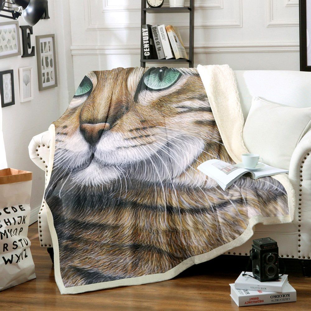 Cat Sherpa Fleece Blanket