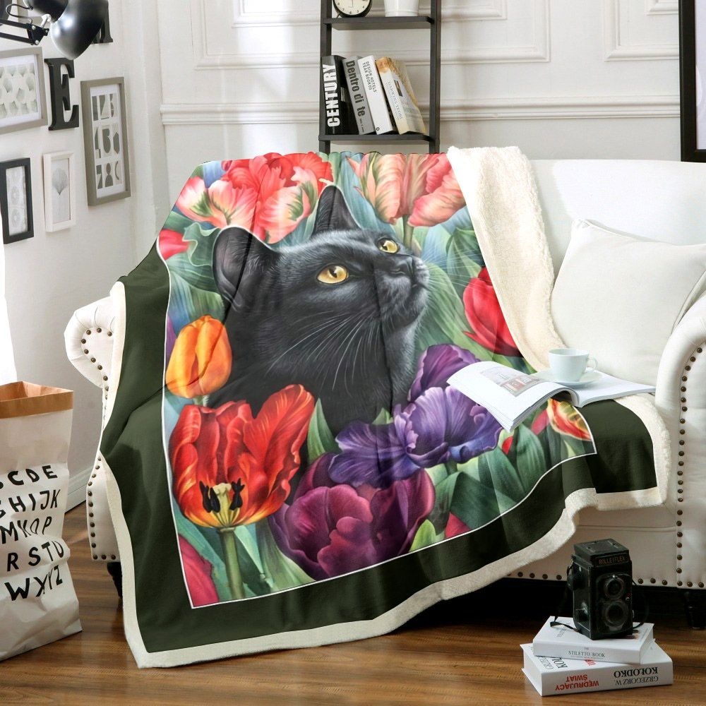 Cat Sherpa Fleece Blanket