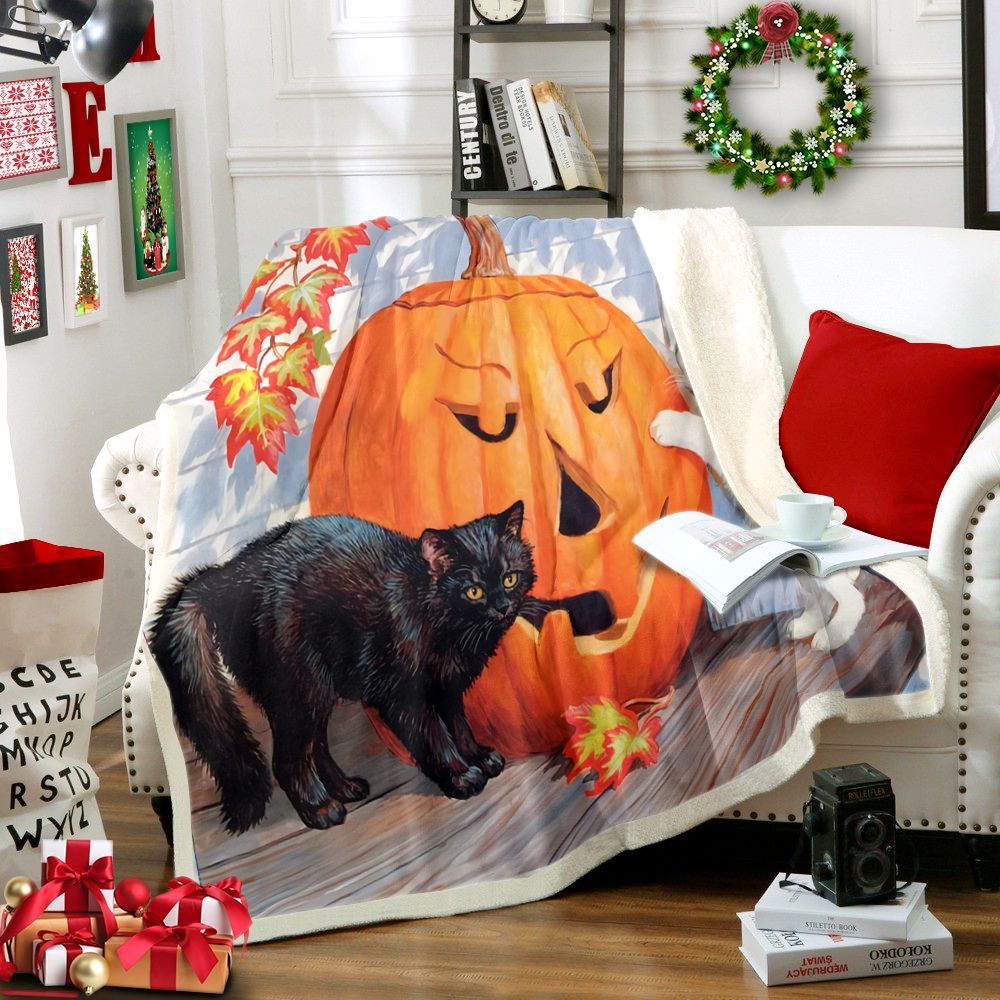 Cat Sherpa Fleece Blanket