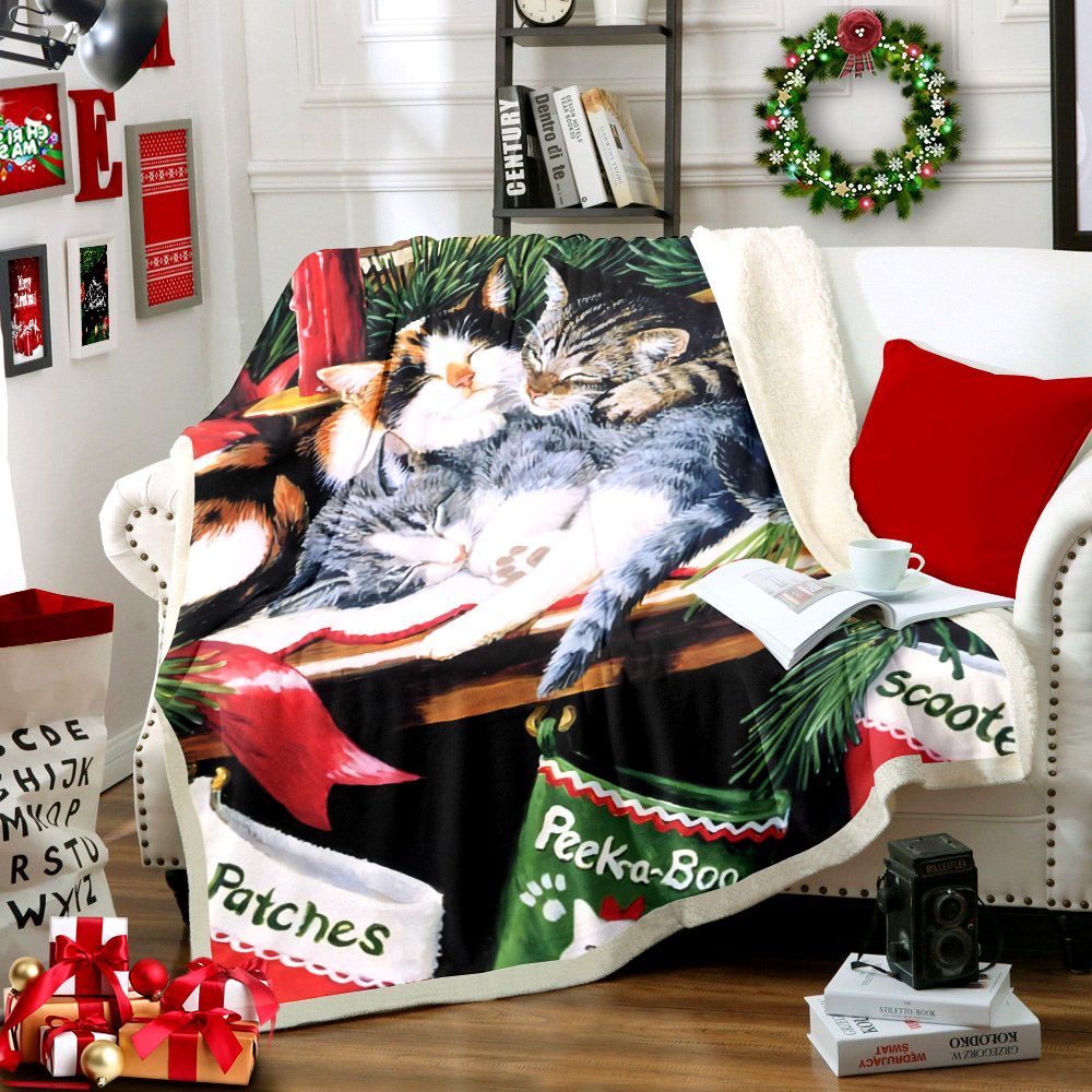 Cat Sherpa Fleece Blanket