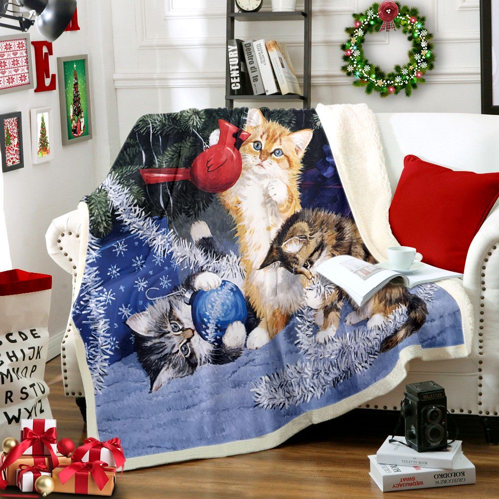 Cat Sherpa Fleece Blanket