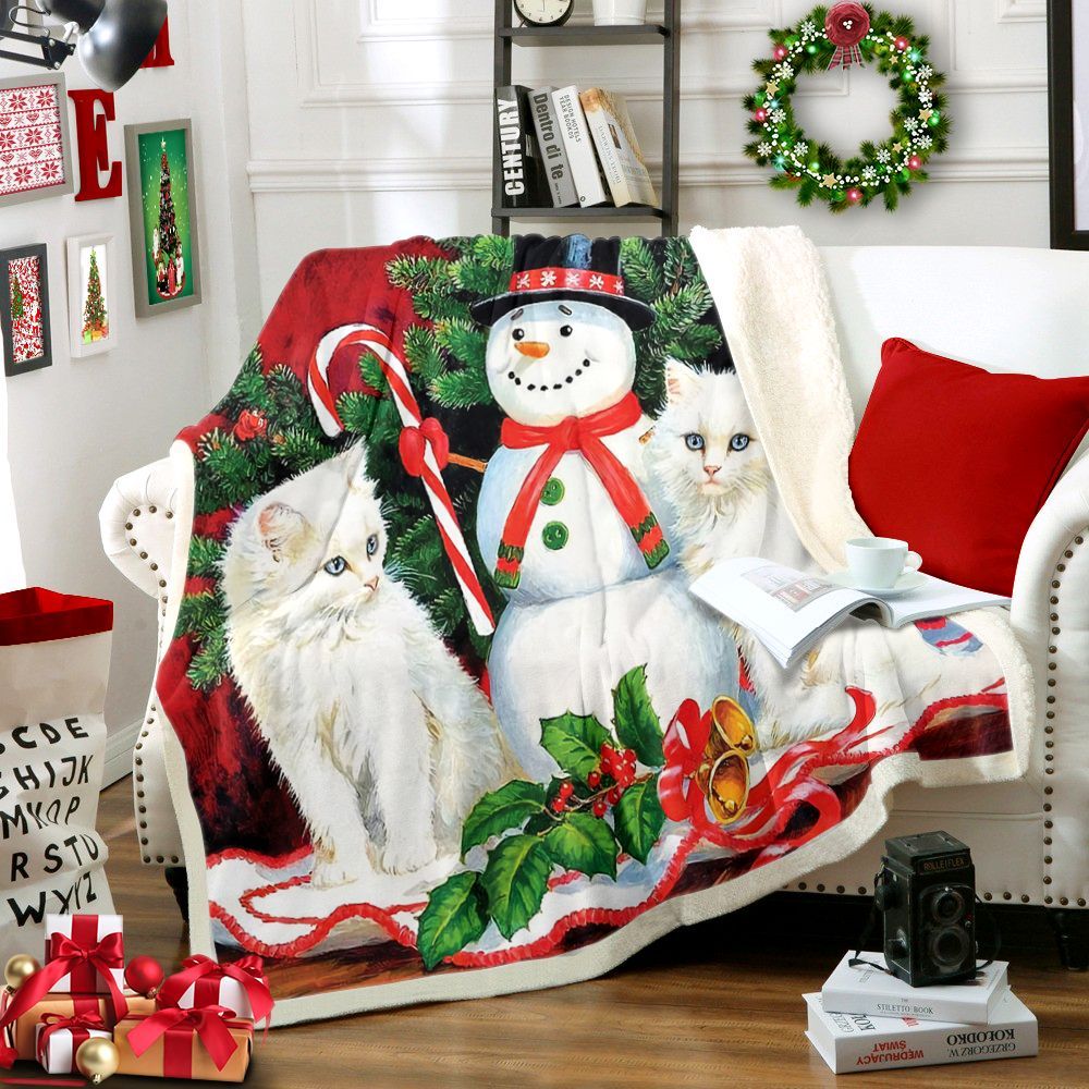 Cat Sherpa Fleece Blanket