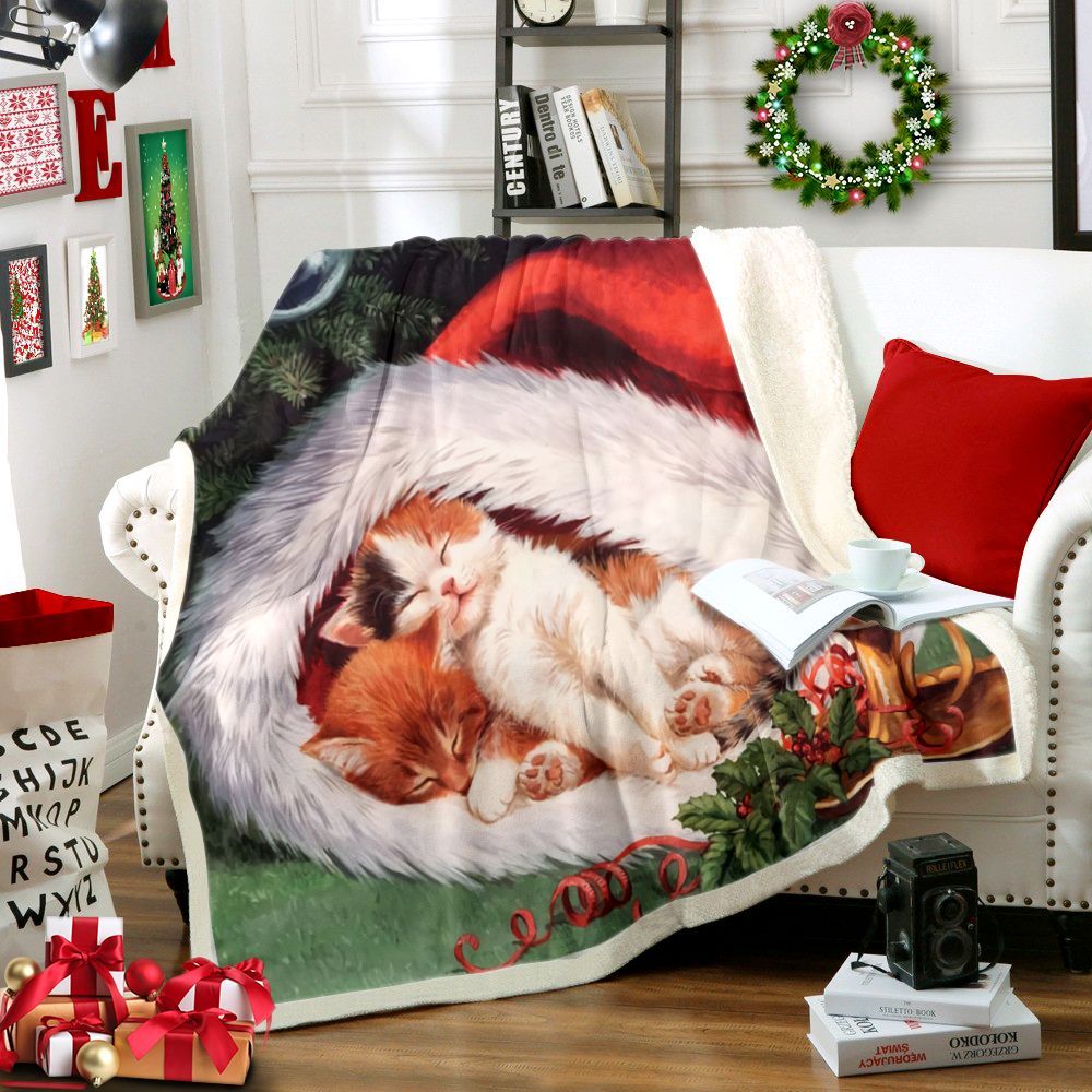 Cat Sherpa Fleece Blanket