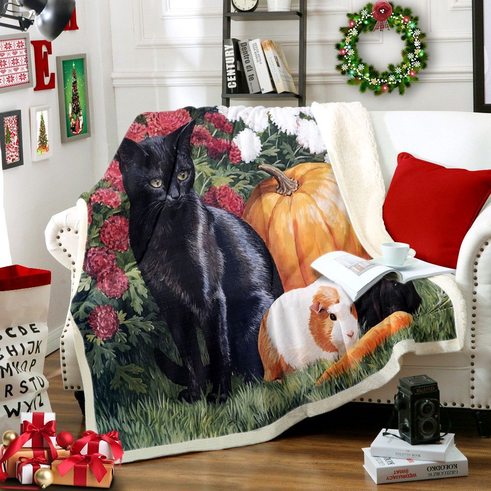Cat Sherpa Fleece Blanket