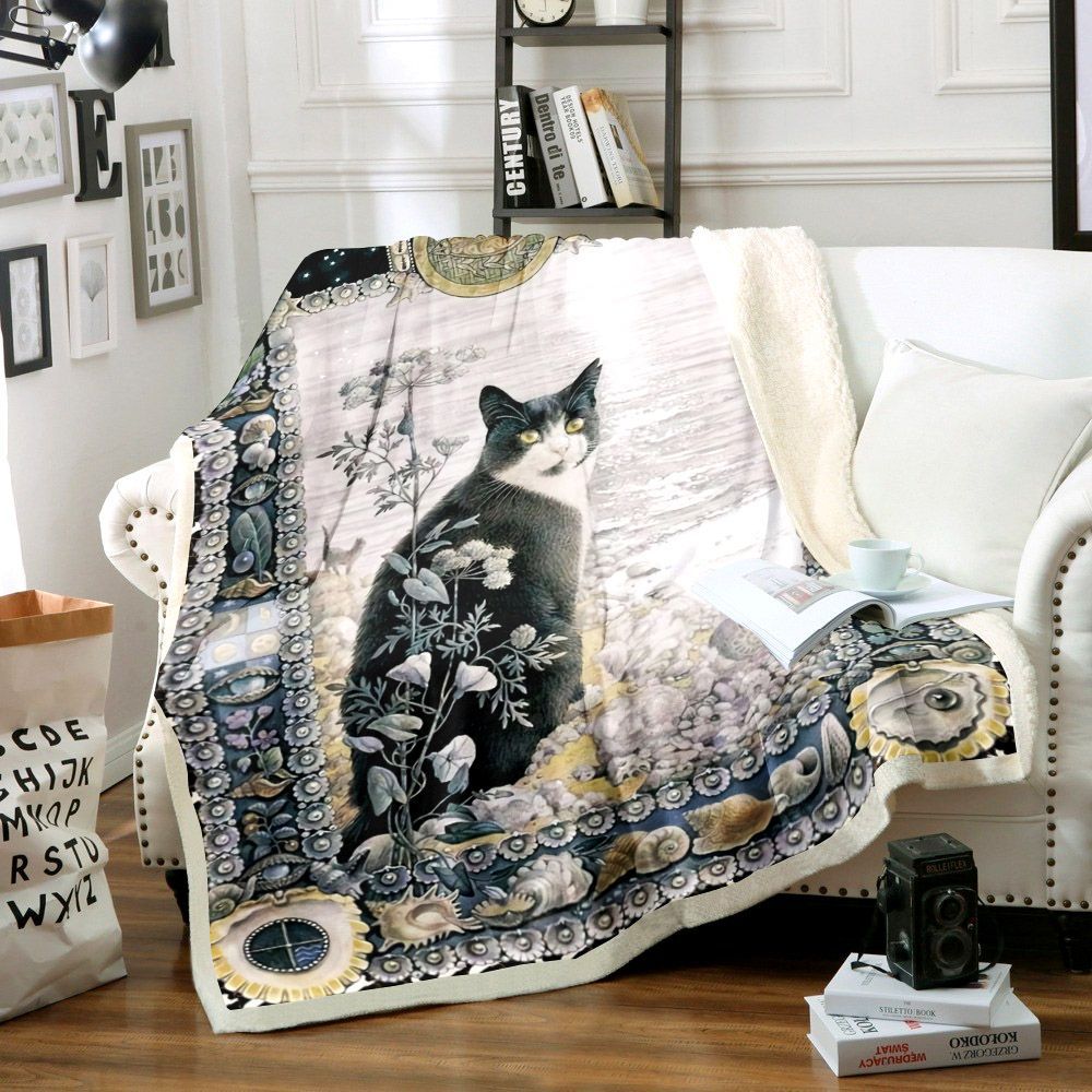 Cat Sherpa Fleece Blanket