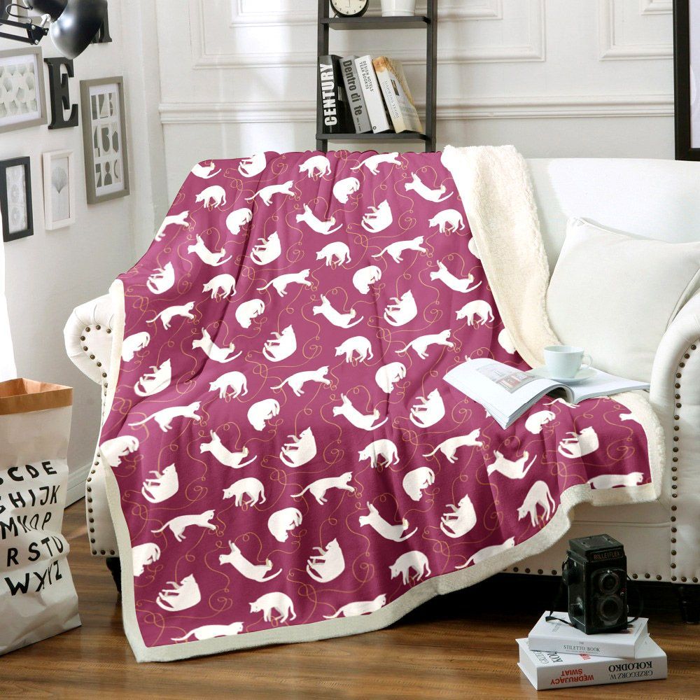 Cat Sherpa Fleece Blanket