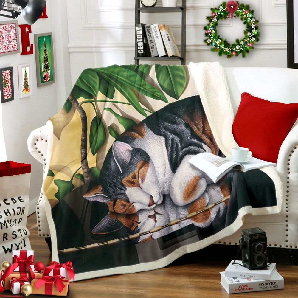 Cat Sherpa Fleece Blanket