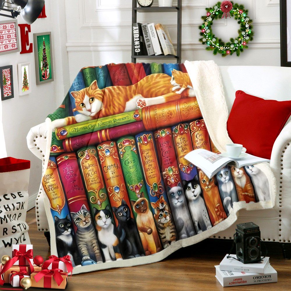 Cat Sherpa Fleece Blanket