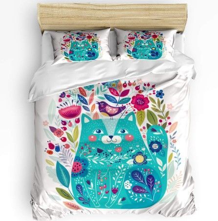 Cat And Bird Bedding Set