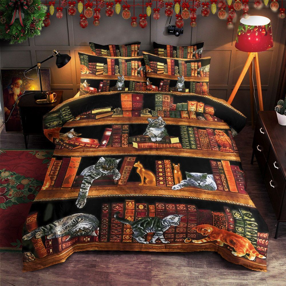 Cat And Book Bedding Set