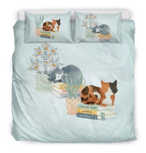 Cat And Book Bedding Set