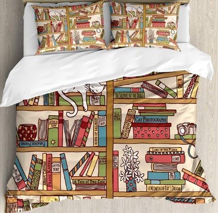 Cat And Book Bedding Set