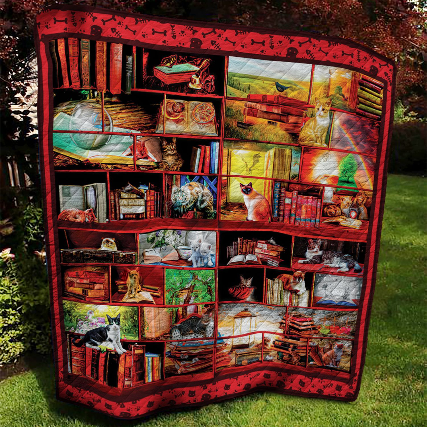 Cat And Book Quilt Blanket AAA240602TA
