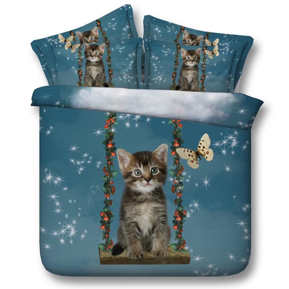 Cat And Butterflies Bedding Set
