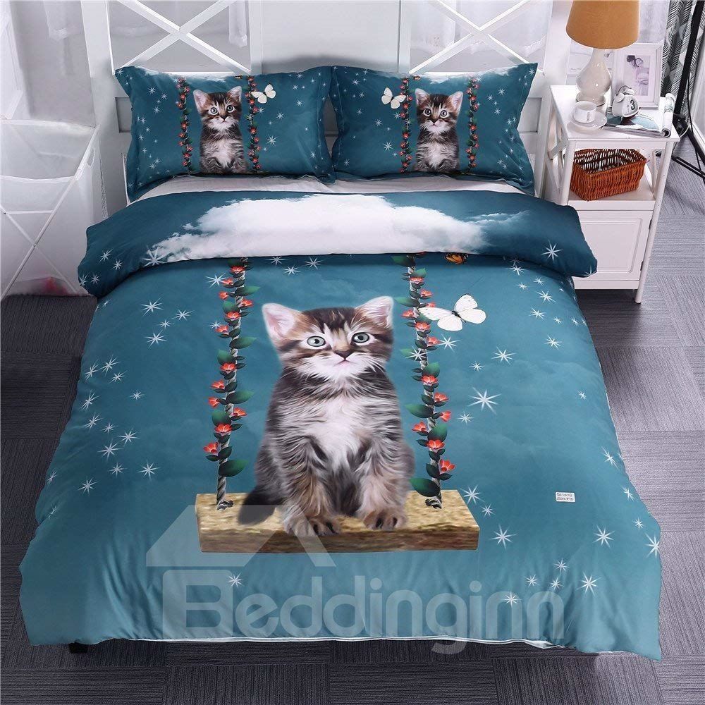 Cat And Butterfly Bedding Set