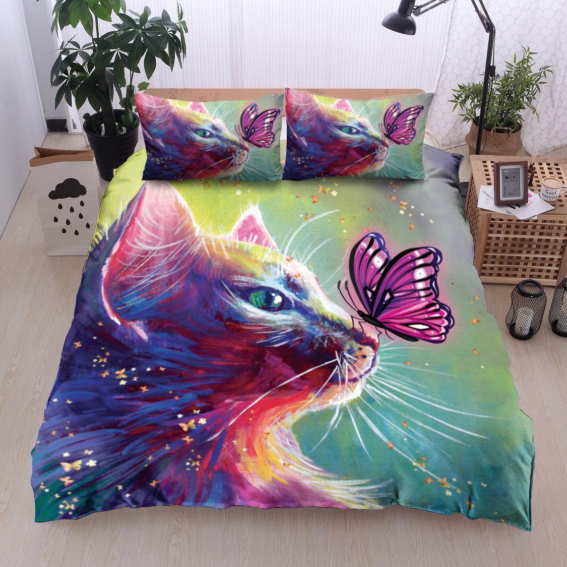 Cat And Butterfly Bedding Set