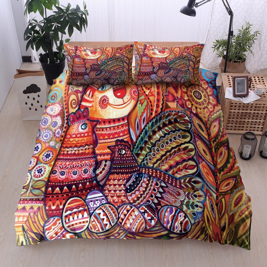 Cat And Chicken Bedding Set