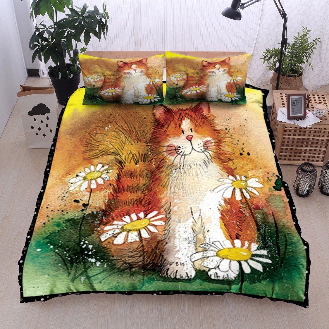 Cat And Daisy Bedding Set