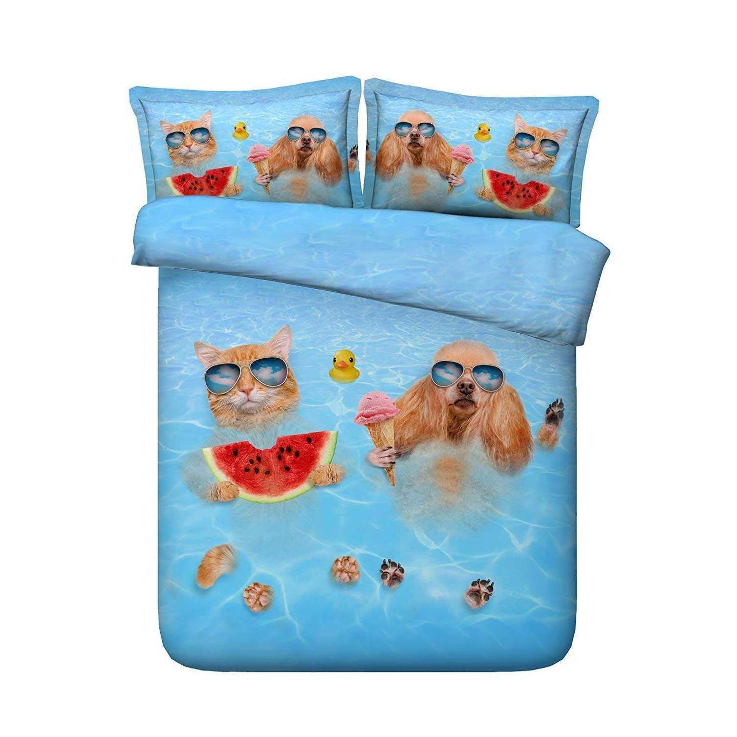 Cat And Dog Friends Bedding Set