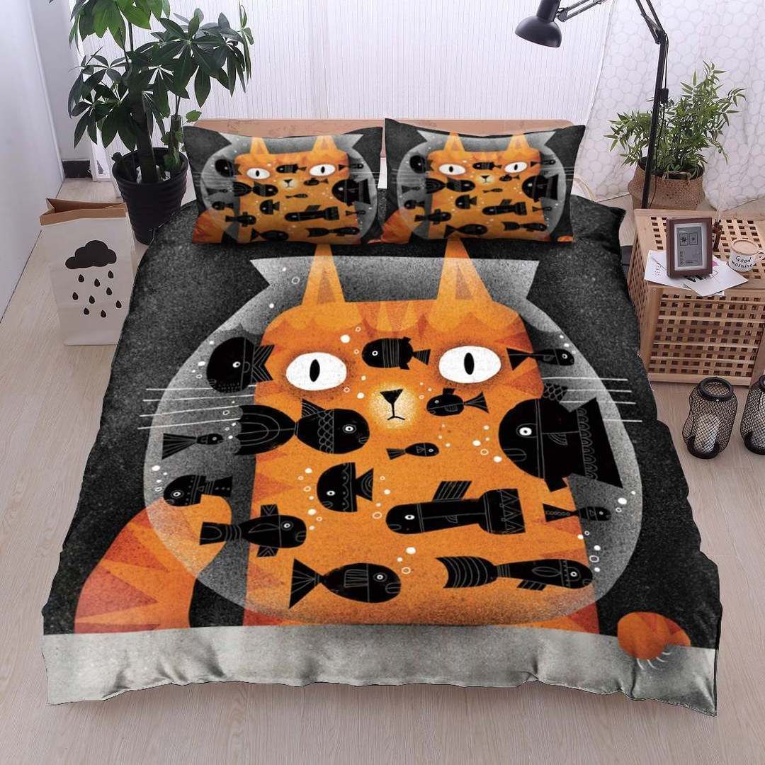Cat And Fish Bedding Set