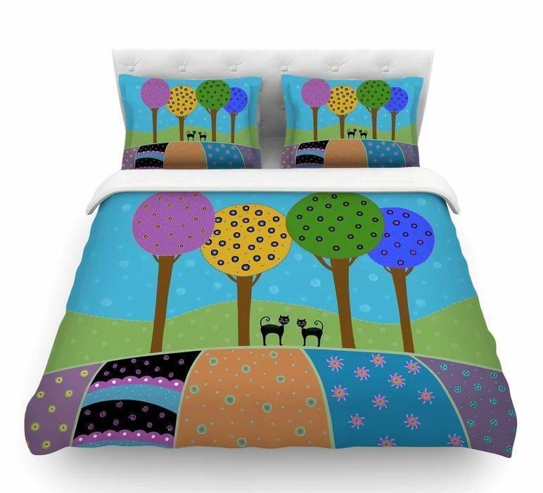 Cat And Landscape Bedding Set