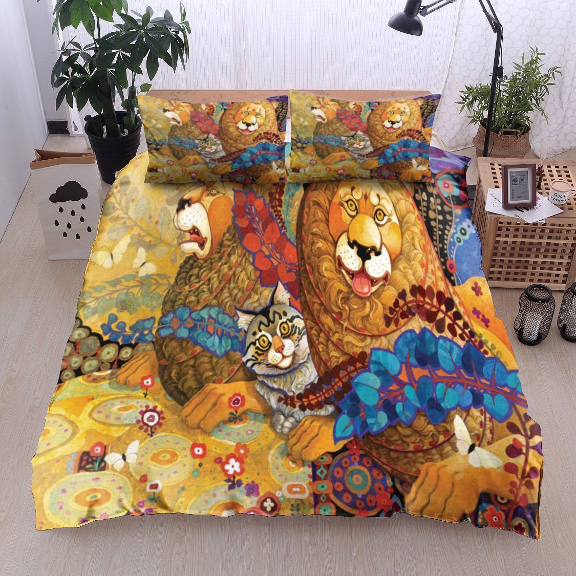 Cat And Lion Bedding Set