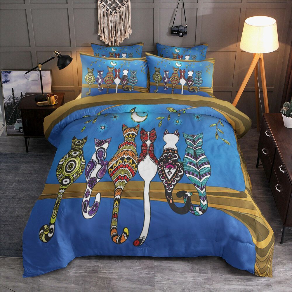 Cat And Moon Bedding Set