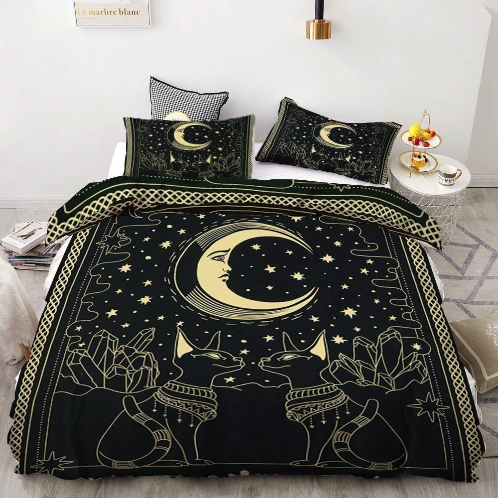 Cat And Moon Bedding Set