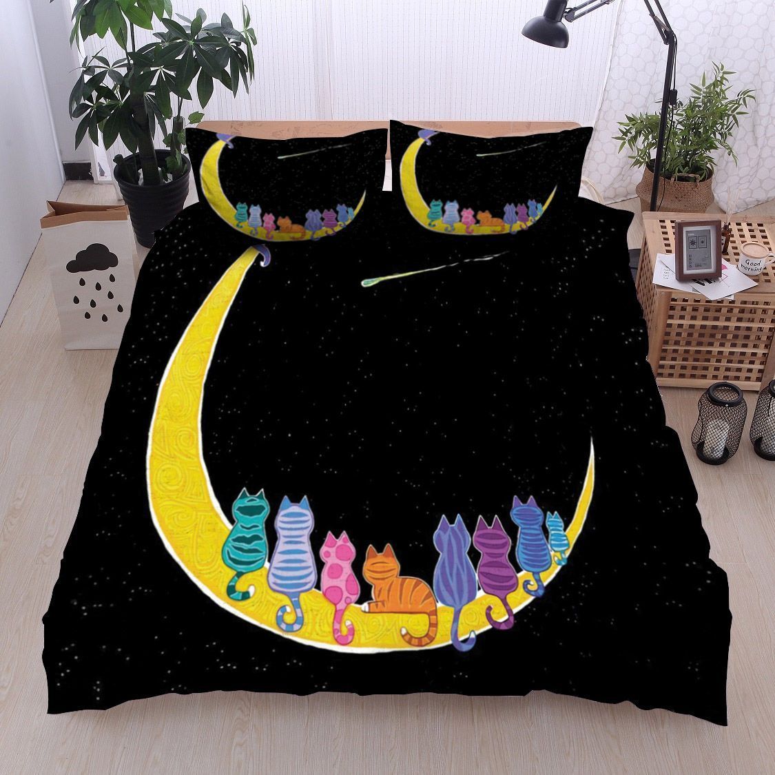 Cat And Moon Bedding Set