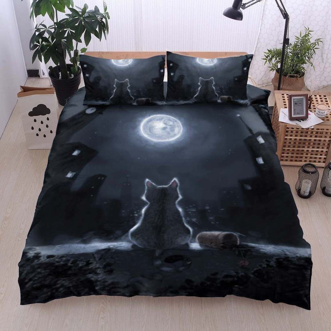 Cat And Moon Bedding Set