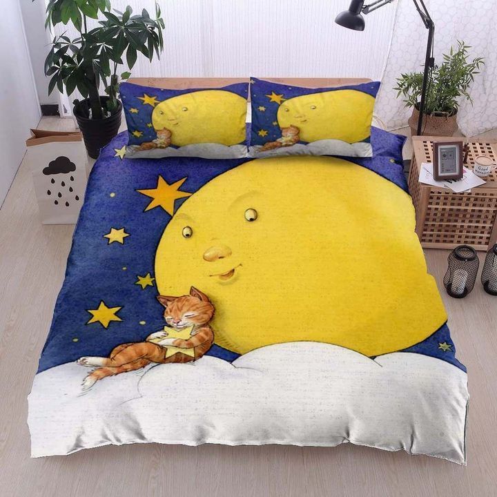 Cat And Moon Bedding Set