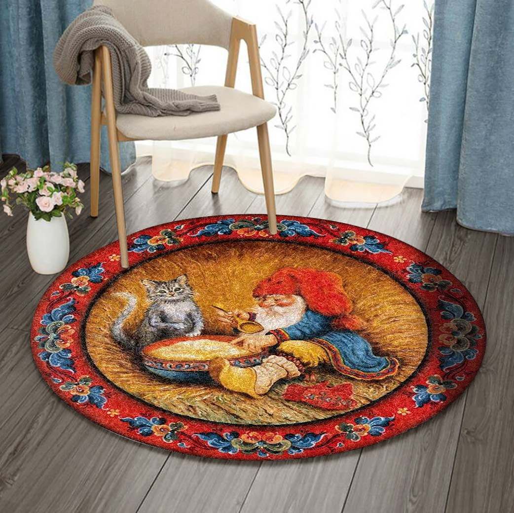 Cat And Oldman Round Carpet