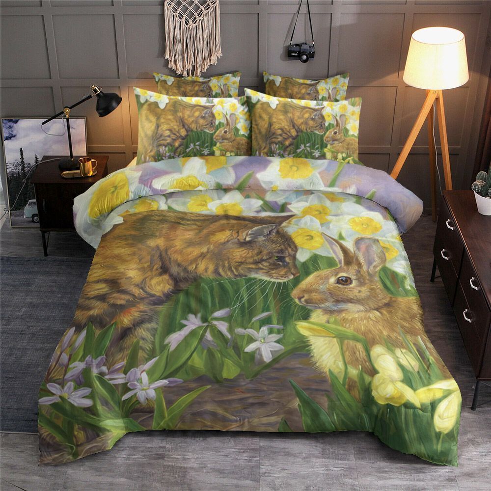 Cat And Rabbit Bedding Set