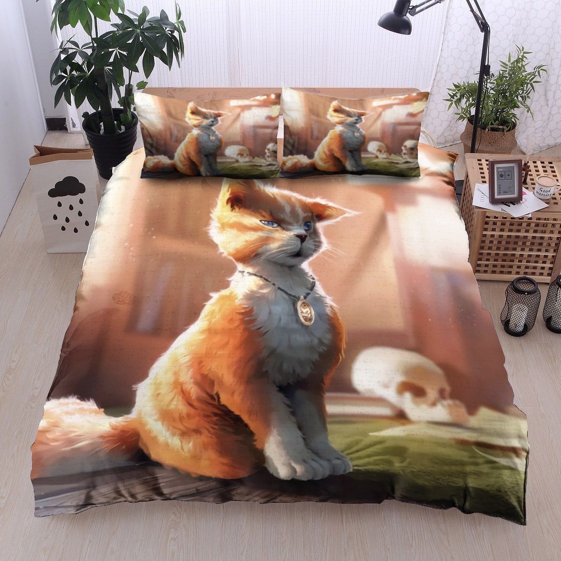 Cat And Skull Bedding Set