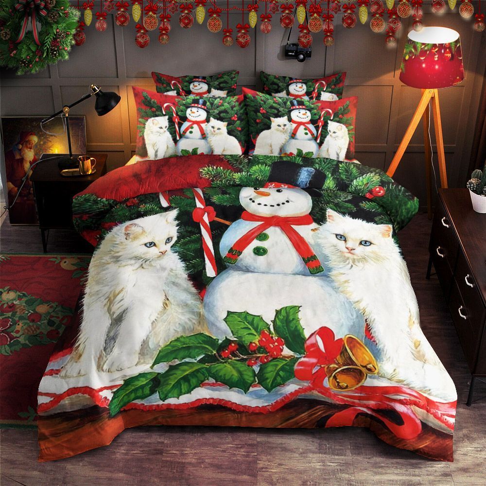 Cat And Snowman Bedding Set