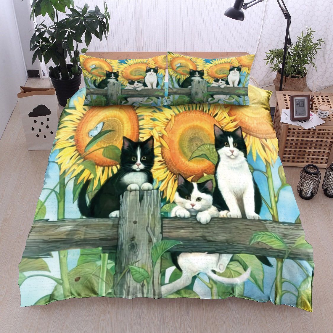 Cat And Sunflower Bedding Set