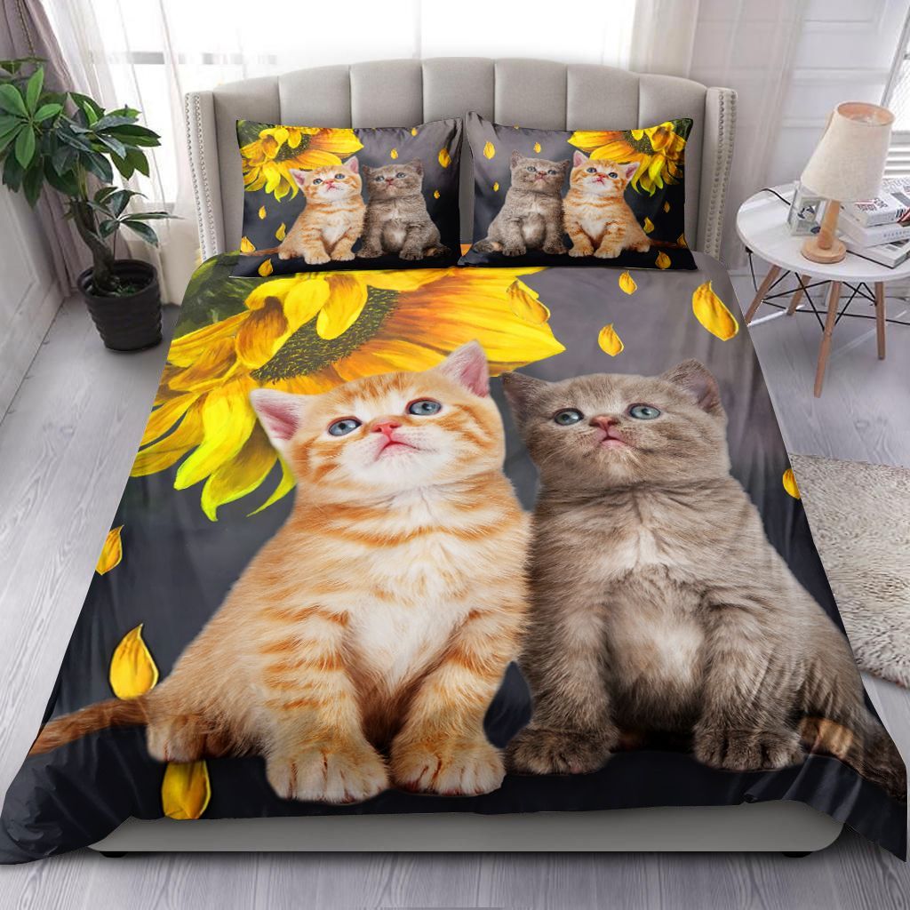Cat And Sunflower Bedding Set