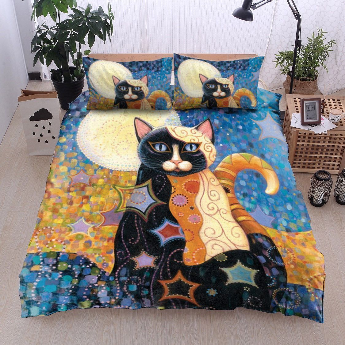 Cat And The Moon Bedding Set