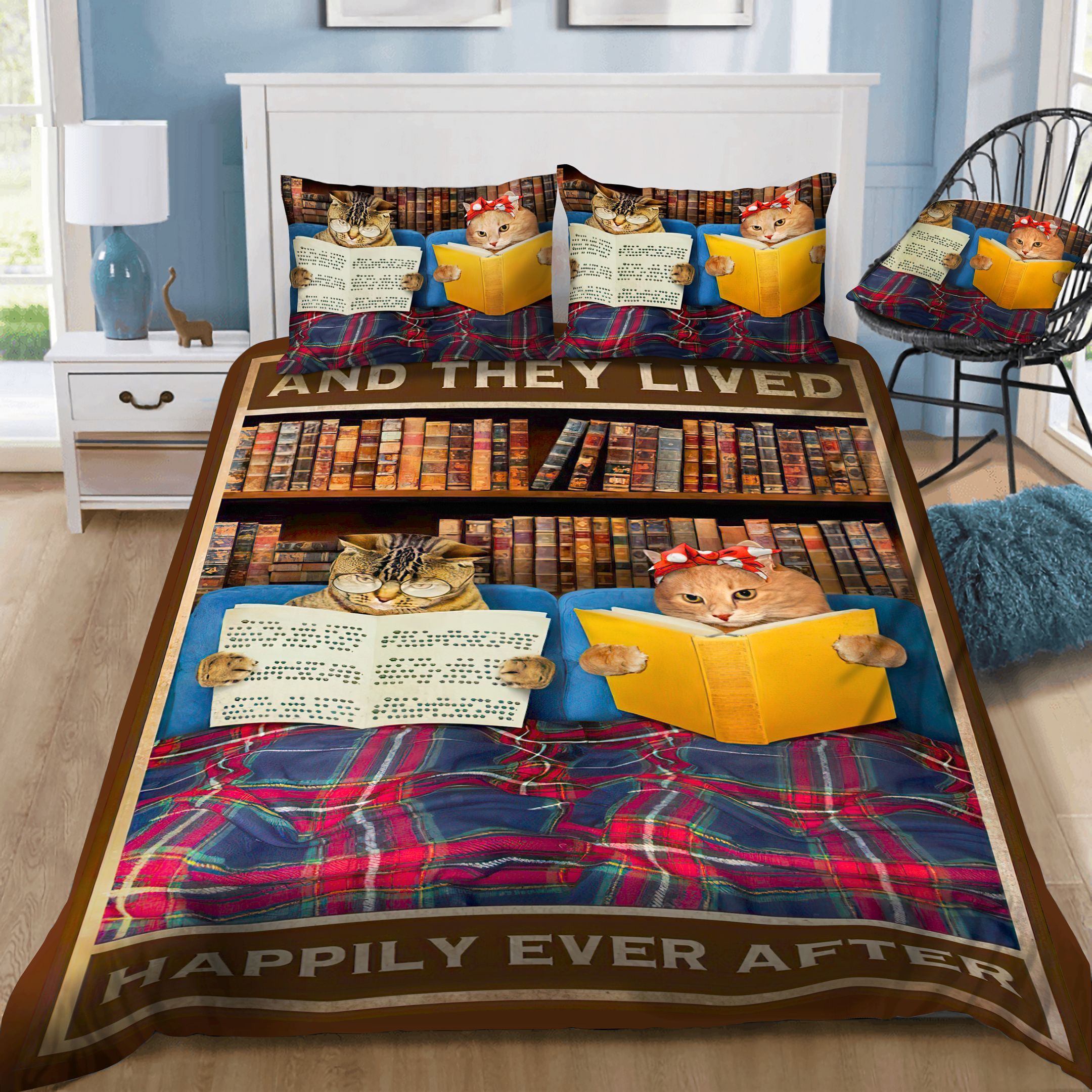 Cat And They Live Happily Bedding Set