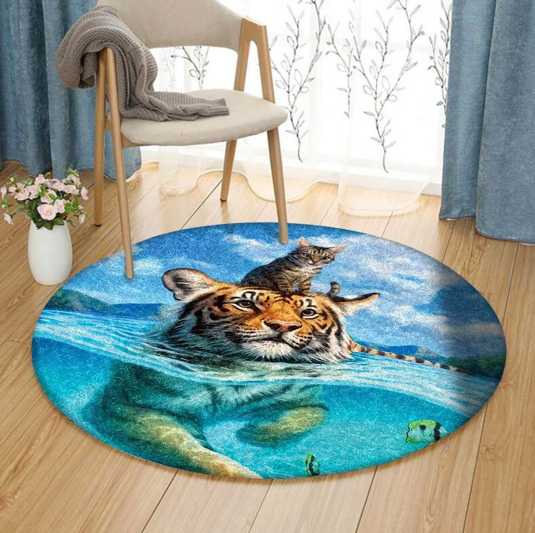 Cat And Tiger Round Carpet