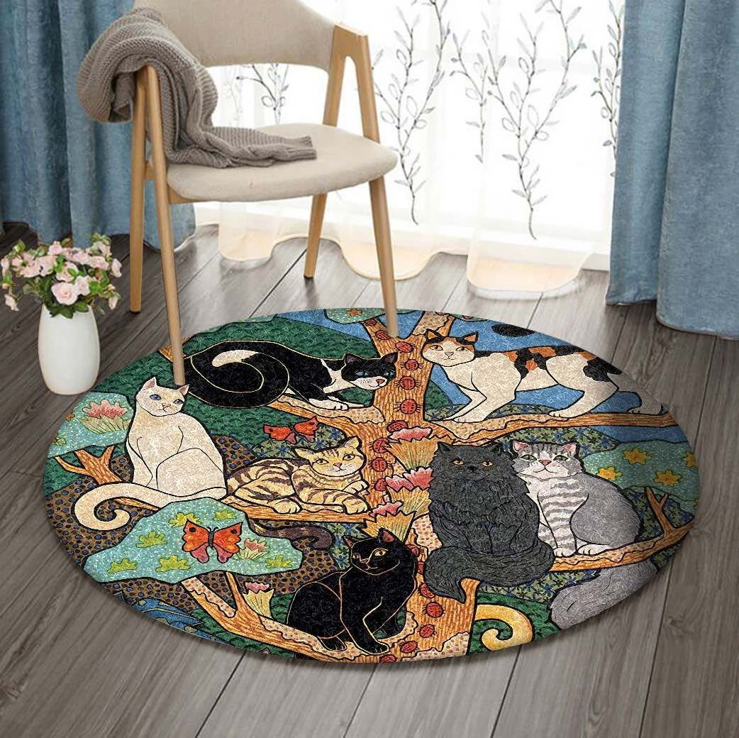 Cat And Tree Round Carpet
