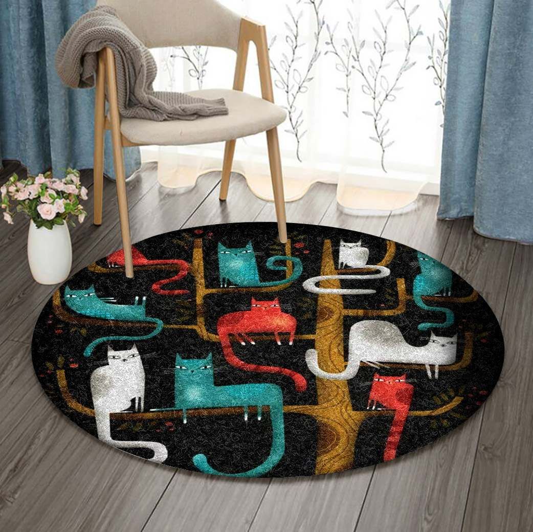 Cat And Tree Round Carpet