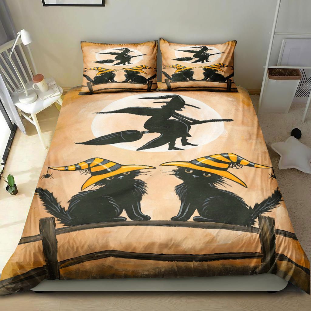 Cat And Witch Bedding Set