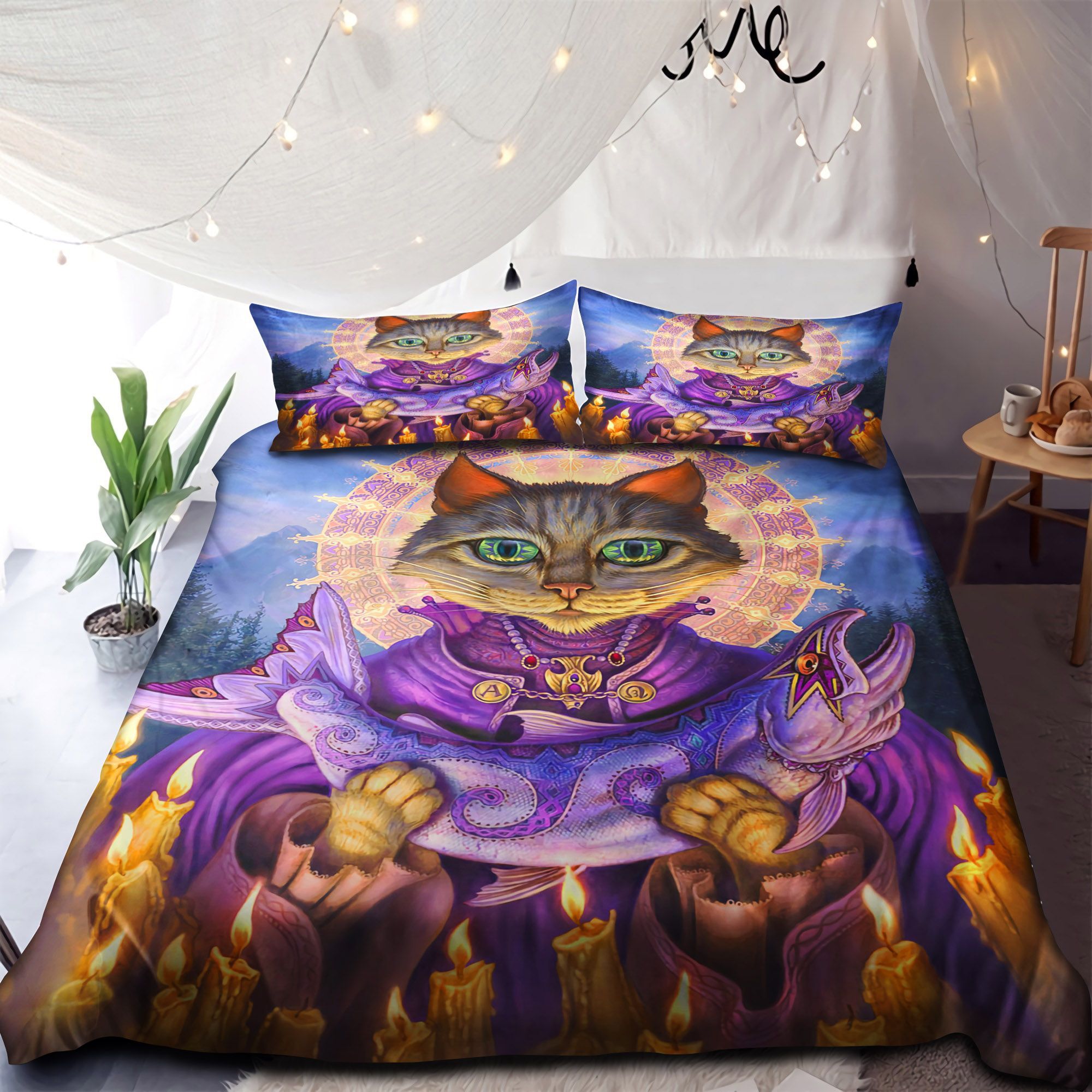 Cat Angel With Fish Bedding Set