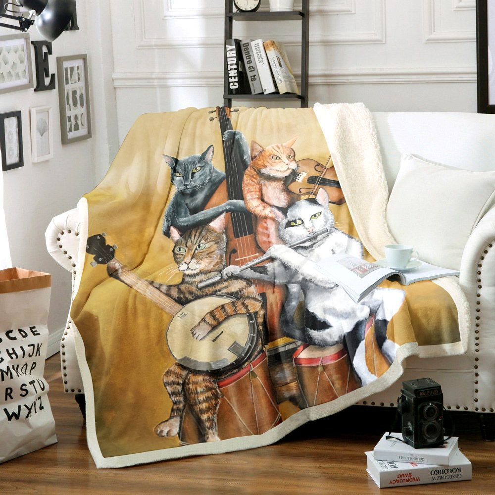 Cat Artist Sherpa Fleece Blanket