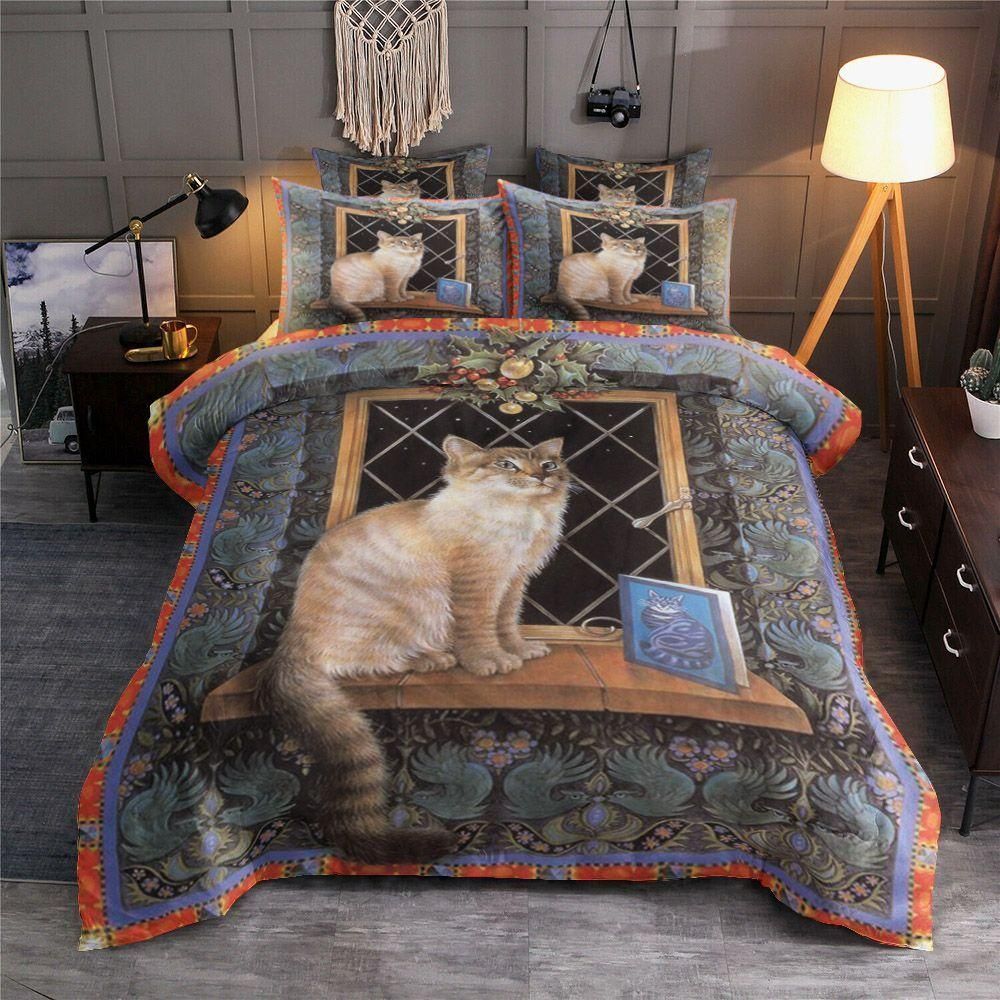 Cat Beside The Window Printed Bedding Set